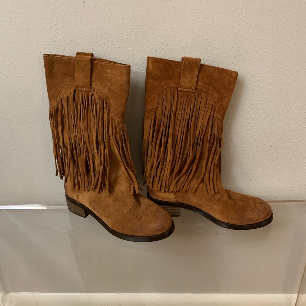 Lucky Brand - Chestnut Suede Tassel Boots - Great condition! Size 6.5 - Picture 2 of 9